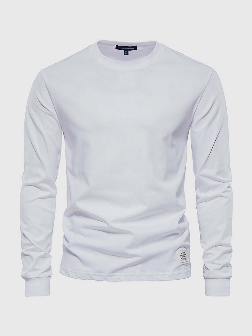 T-shirt à manches longues homme, col rond, dix coloris, blanc
