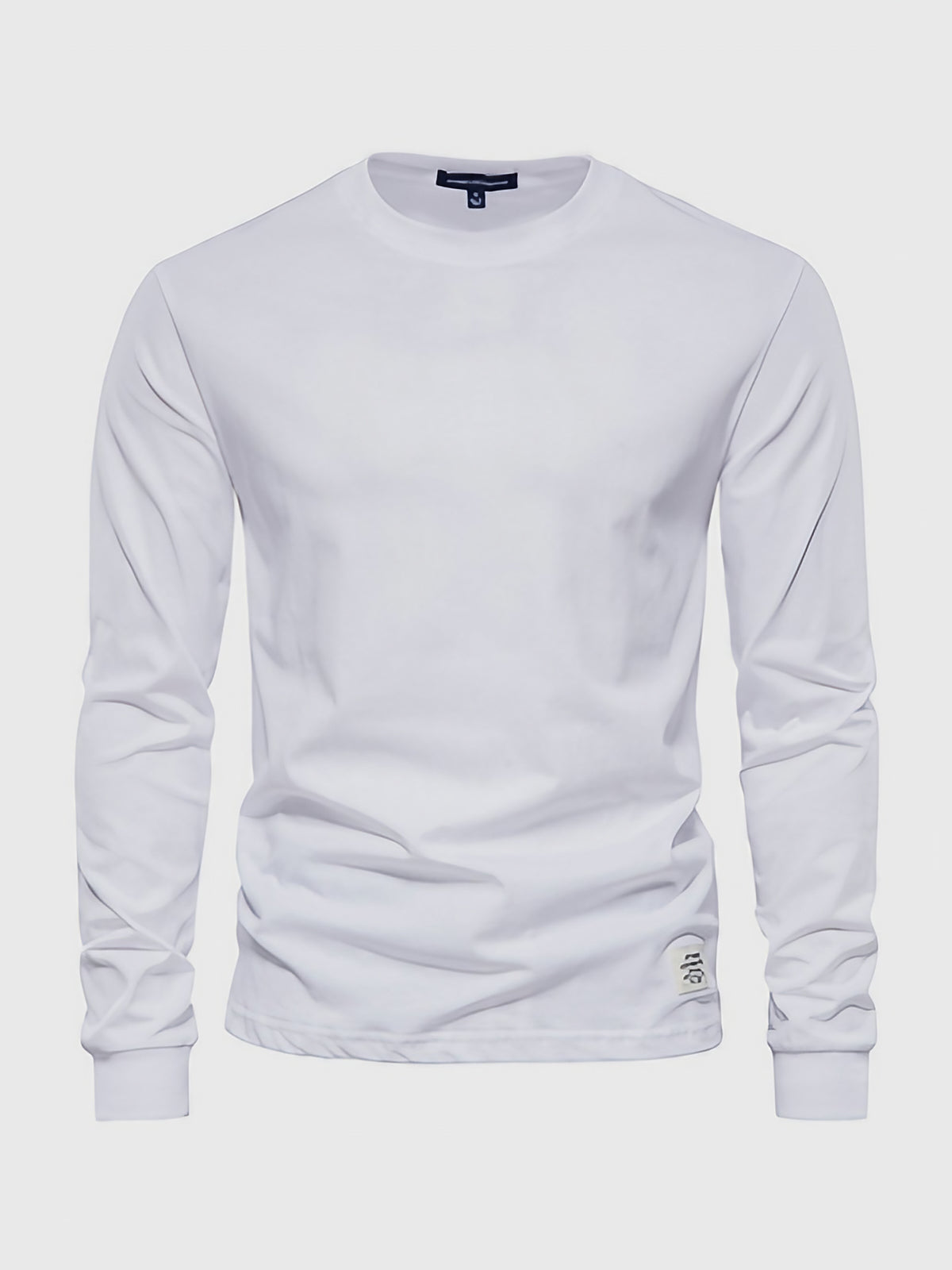 T-shirt à manches longues homme, col rond, dix coloris, blanc