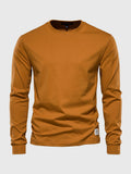 T-shirt à manches longues homme, col rond, dix coloris, jaune moutarde