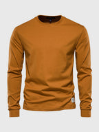 T-shirt à manches longues homme, col rond, dix coloris, jaune moutarde