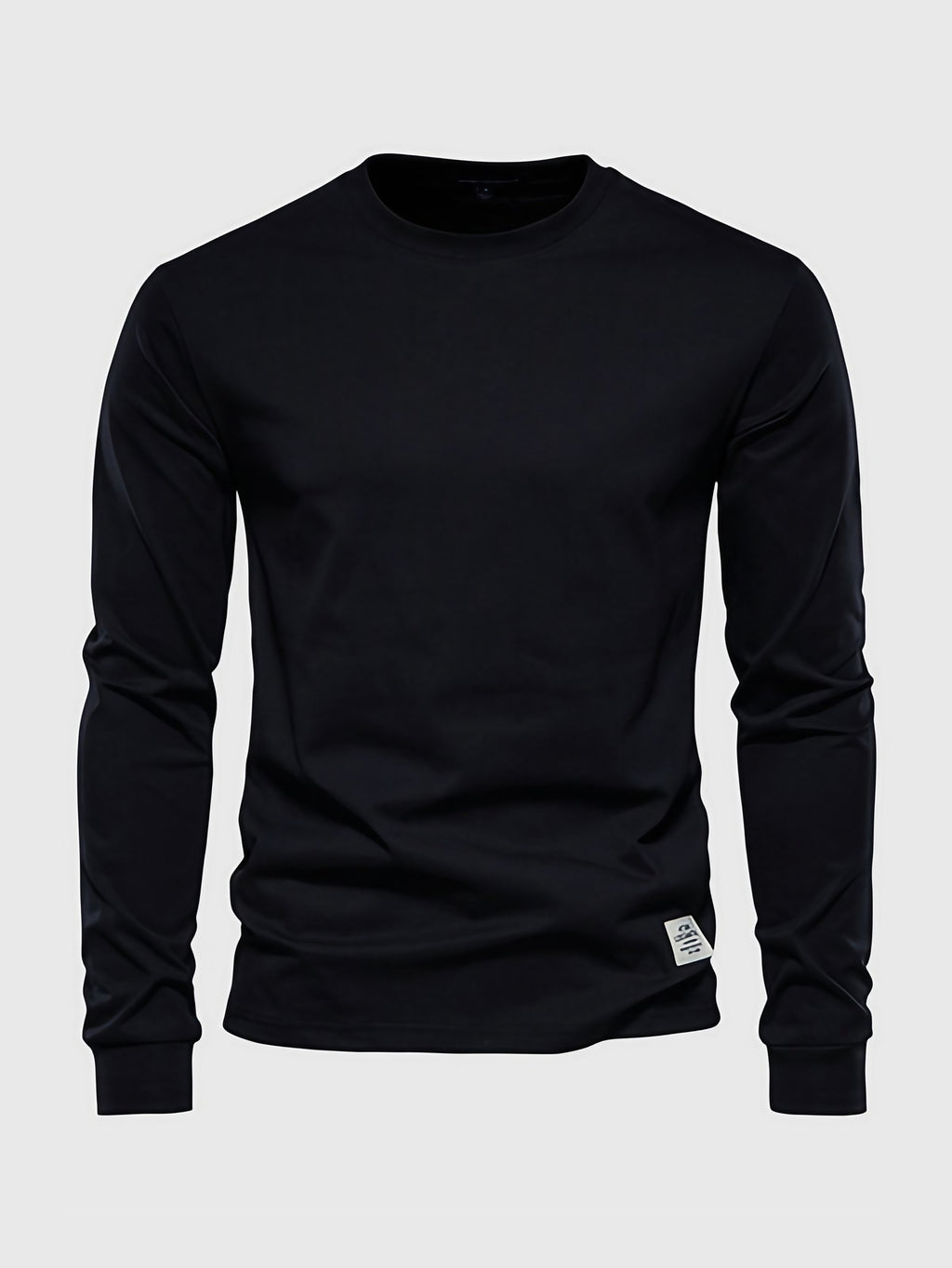 T-shirt à manches longues homme, col rond, dix coloris, noir
