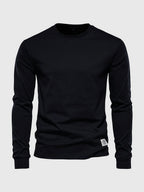 T-shirt à manches longues homme, col rond, dix coloris, noir