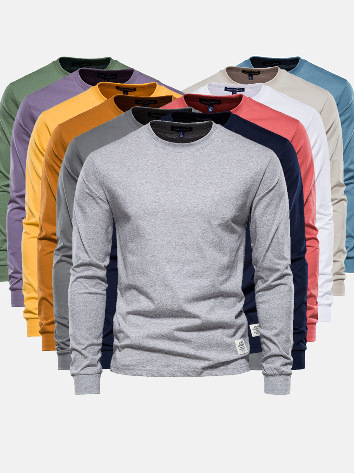 T-shirt à manches longues homme, col rond, dix coloris