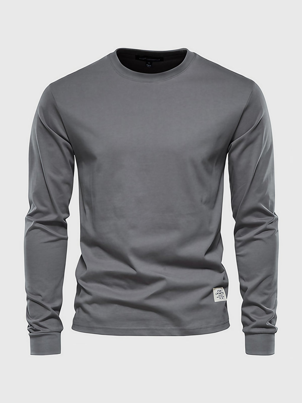 T-shirt à manches longues homme, col rond, dix coloris, gris foncé