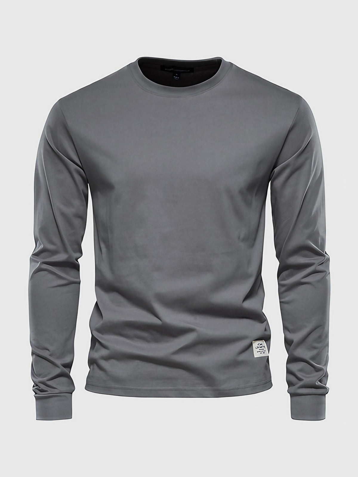T-shirt à manches longues homme, col rond, dix coloris, gris foncé