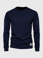 T-shirt à manches longues homme, col rond, dix coloris, bleu foncé