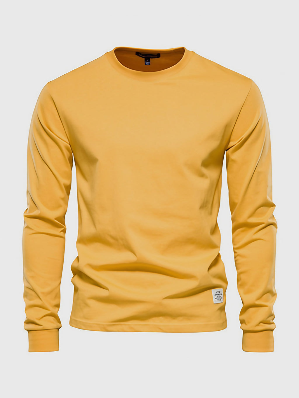 T-shirt à manches longues homme, col rond, dix coloris, jaune