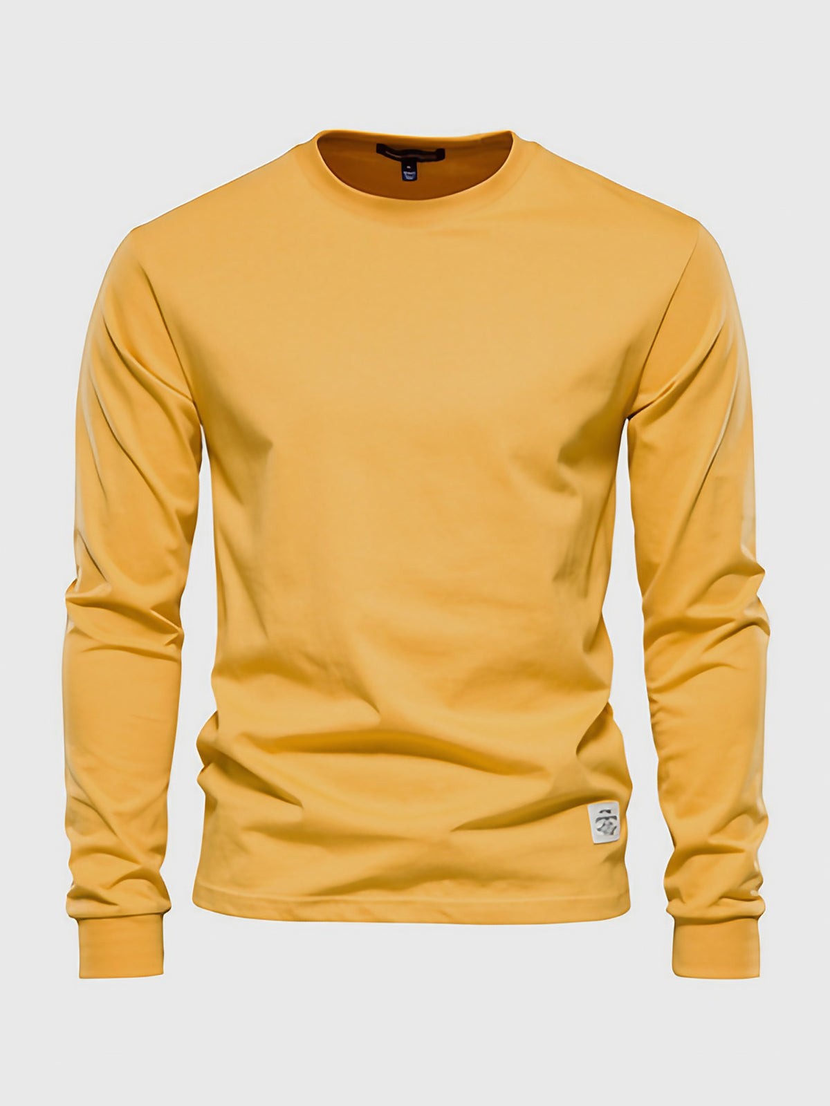 T-shirt à manches longues homme, col rond, dix coloris, jaune
