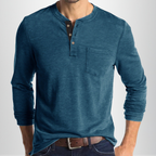 T-shirt manches longues homme coupe cintrée, huit coloris, bleu