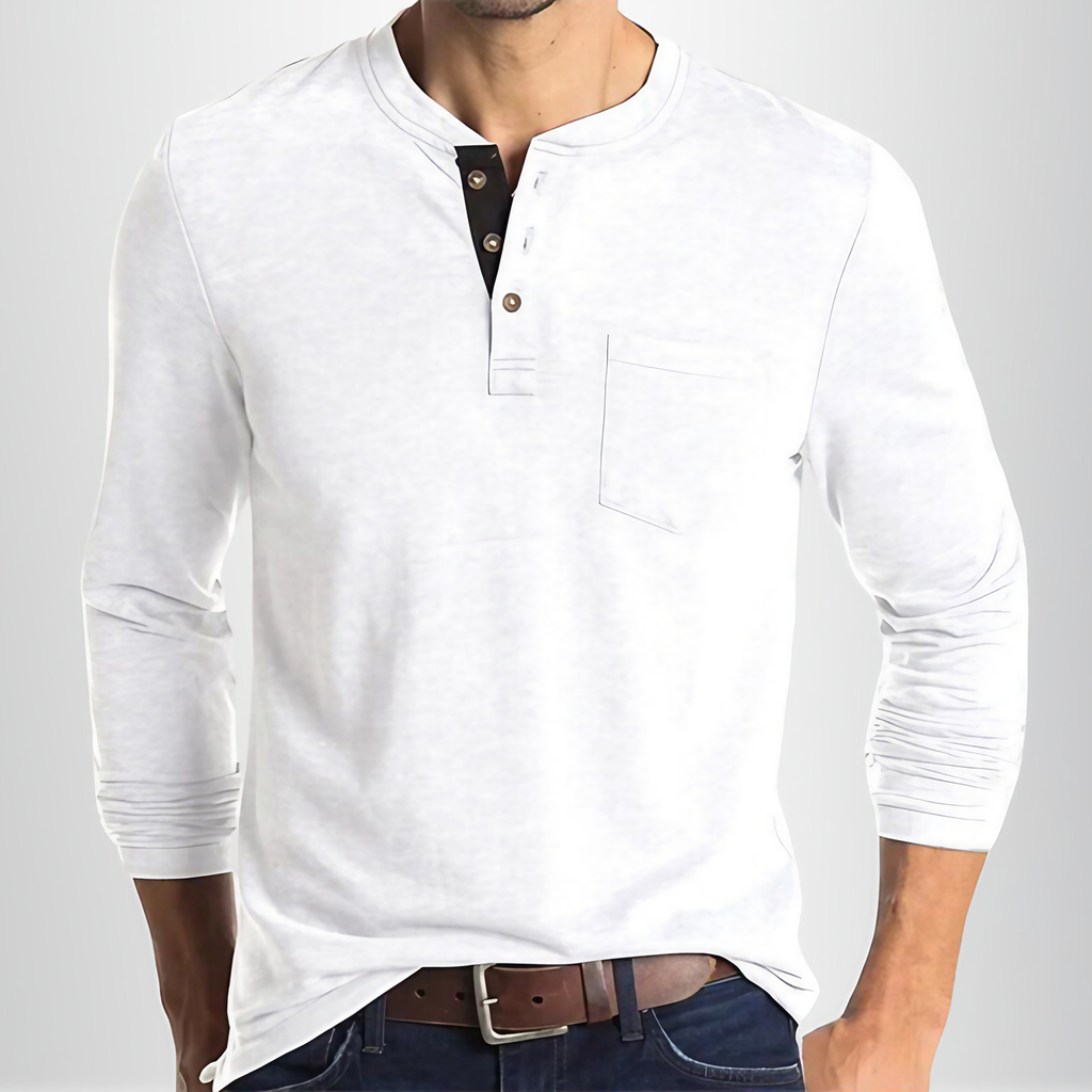 T-shirt manches longues homme coupe cintrée, huit coloris, blanc