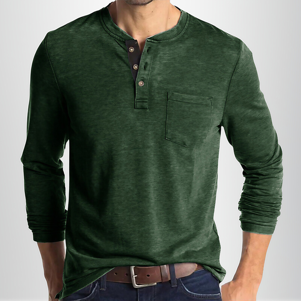 T-shirt manches longues homme coupe cintrée, huit coloris, vert