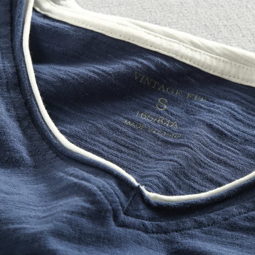 T-shirt homme à manches longues col V, noir, blanc ou marine