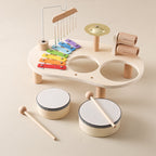 Table musicale en bois pour tout-petits, xylophone et tambours