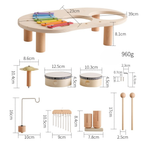 Table musicale en bois pour tout-petits, xylophone et tambours