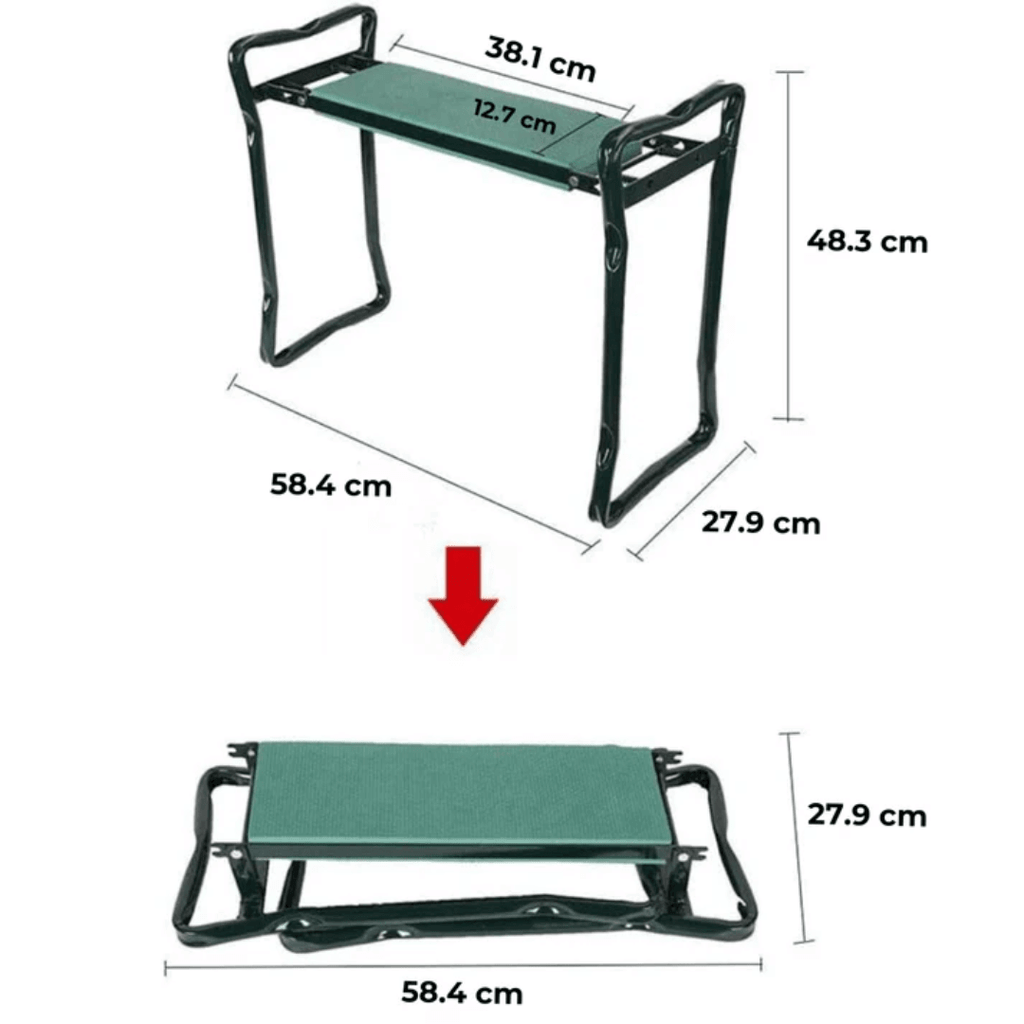 Tabouret agenouilloir, seul ou avec sacs de rangement en tissu