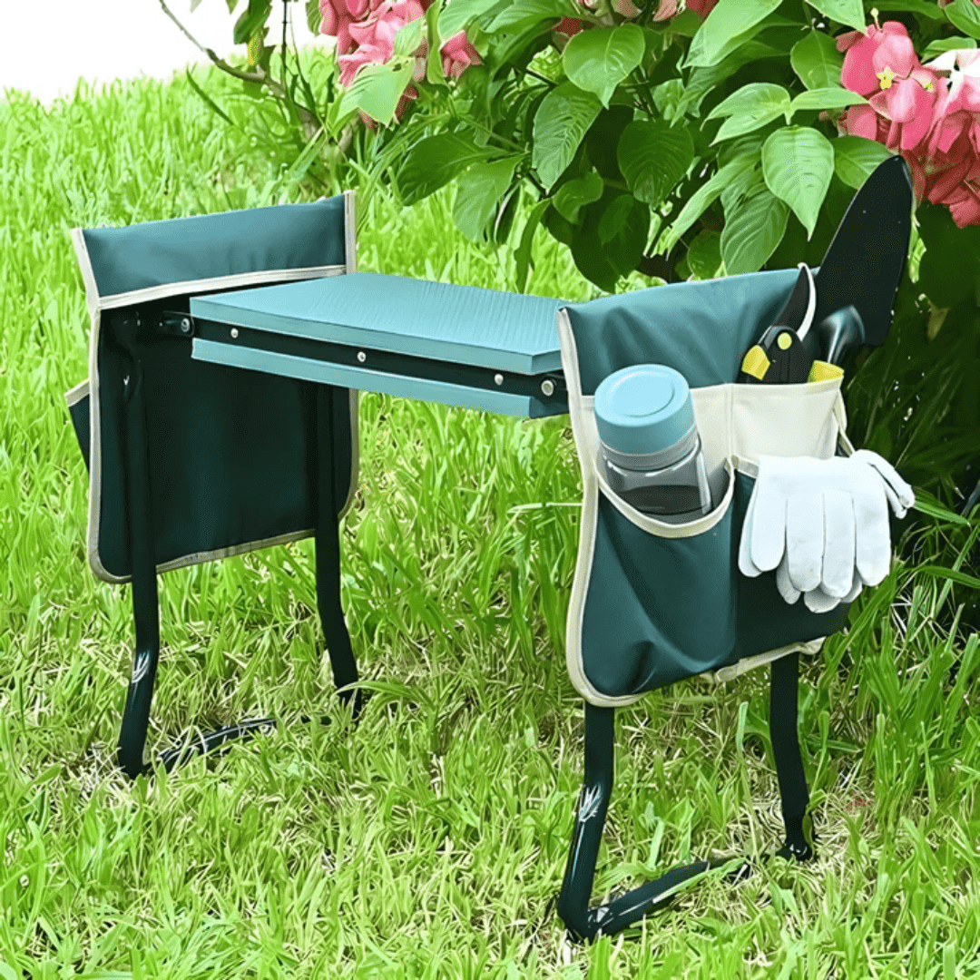 Tabouret agenouilloir, seul ou avec sacs de rangement en tissu
