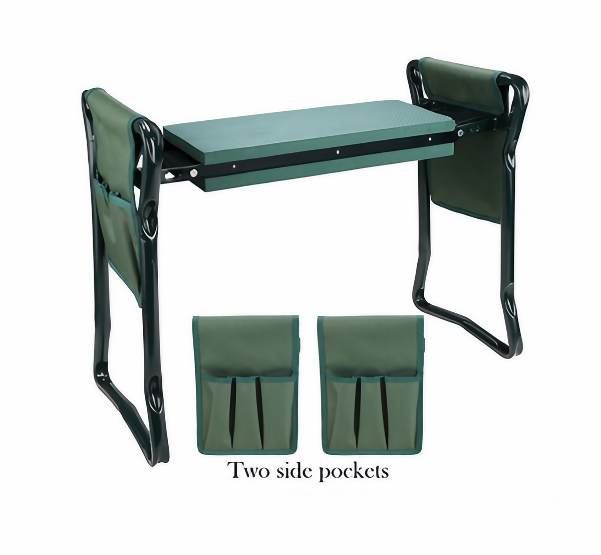 Tabouret de jardinage pliant avec sac à outils intégré
