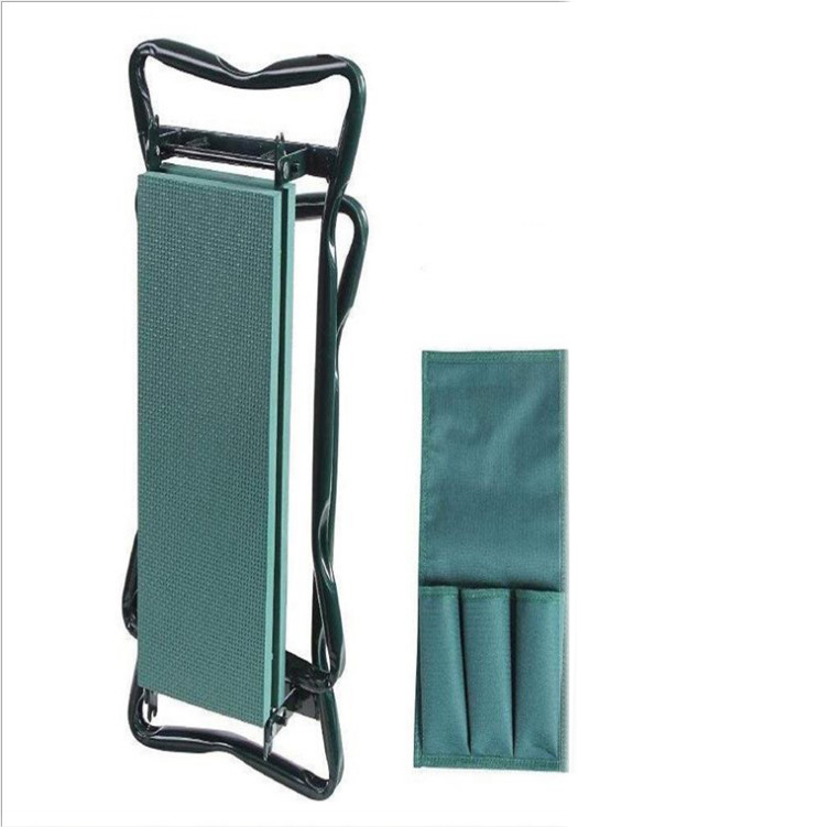 Tabouret de jardinage pliant avec sac à outils intégré