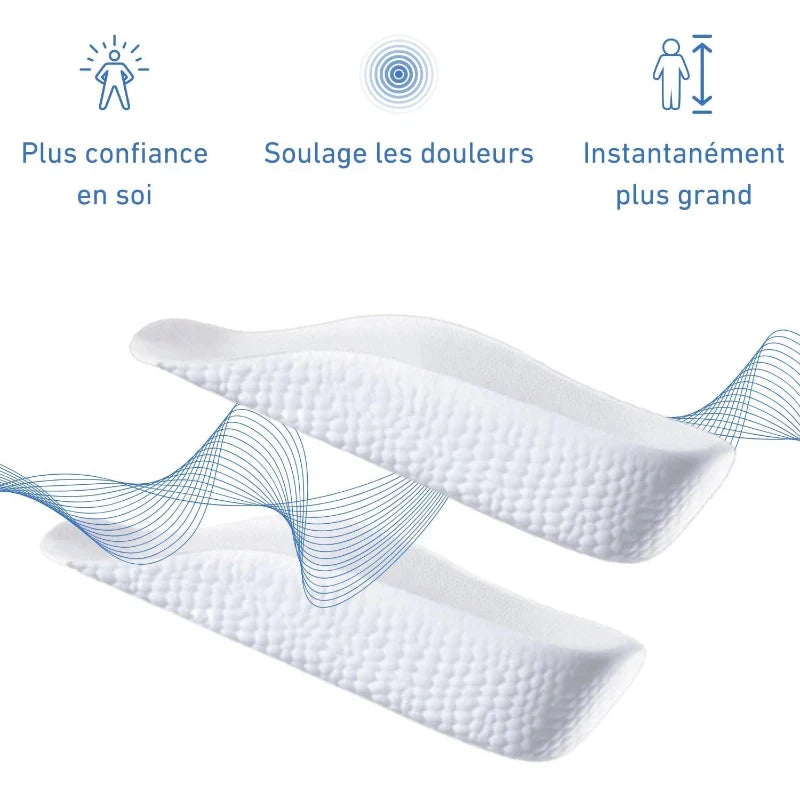 Talonnettes rehaussantes homme, silicone et mousse, 1,5 à 3,5 cm
