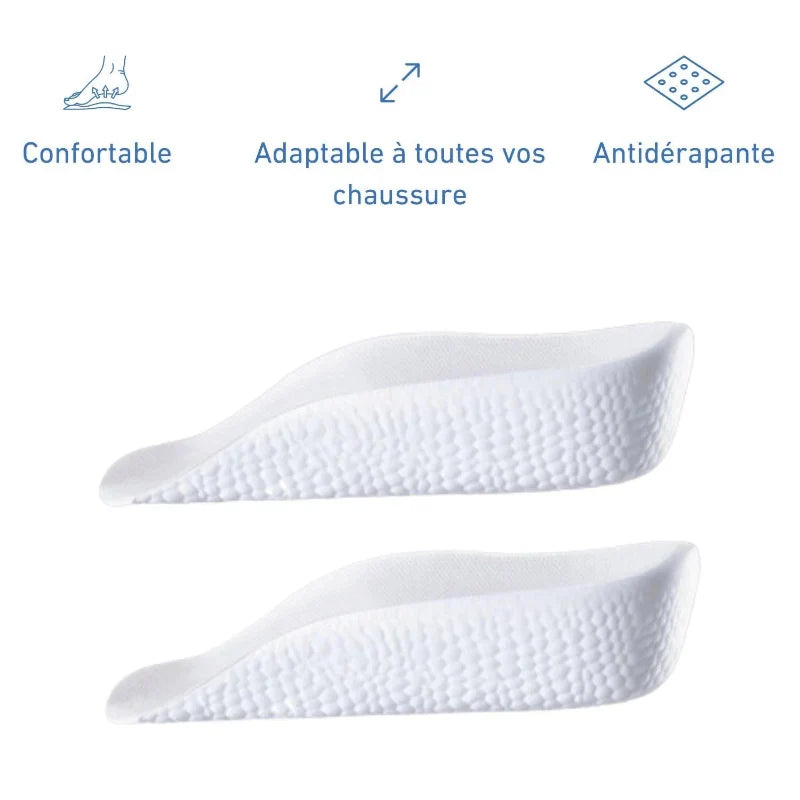 Talonnettes rehaussantes homme, silicone et mousse, 1,5 à 3,5 cm