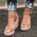 Chaussures orthopédiques femme à talon compensé, marron