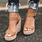 Chaussures orthopédiques femme à talon compensé, marron