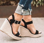 Chaussures orthopédiques femme à talon compensé, noir