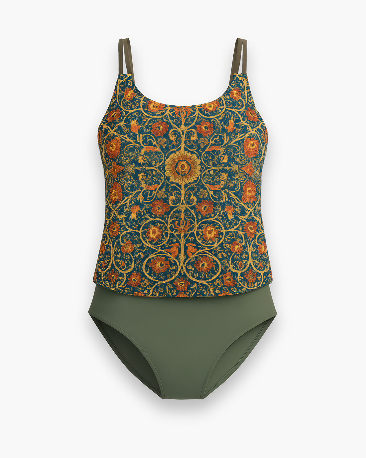 Tankini femme deux pièces, quatre coloris, du S au 3XL, vert