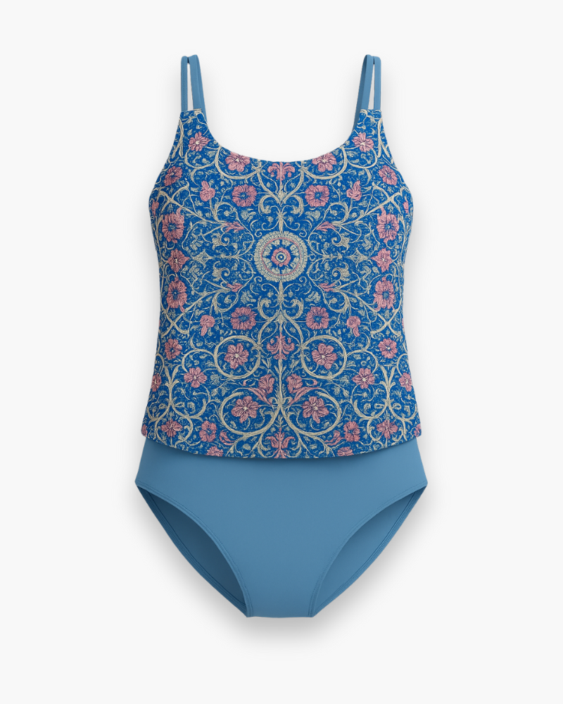 Tankini femme deux pièces, quatre coloris, du S au 3XL, bleu
