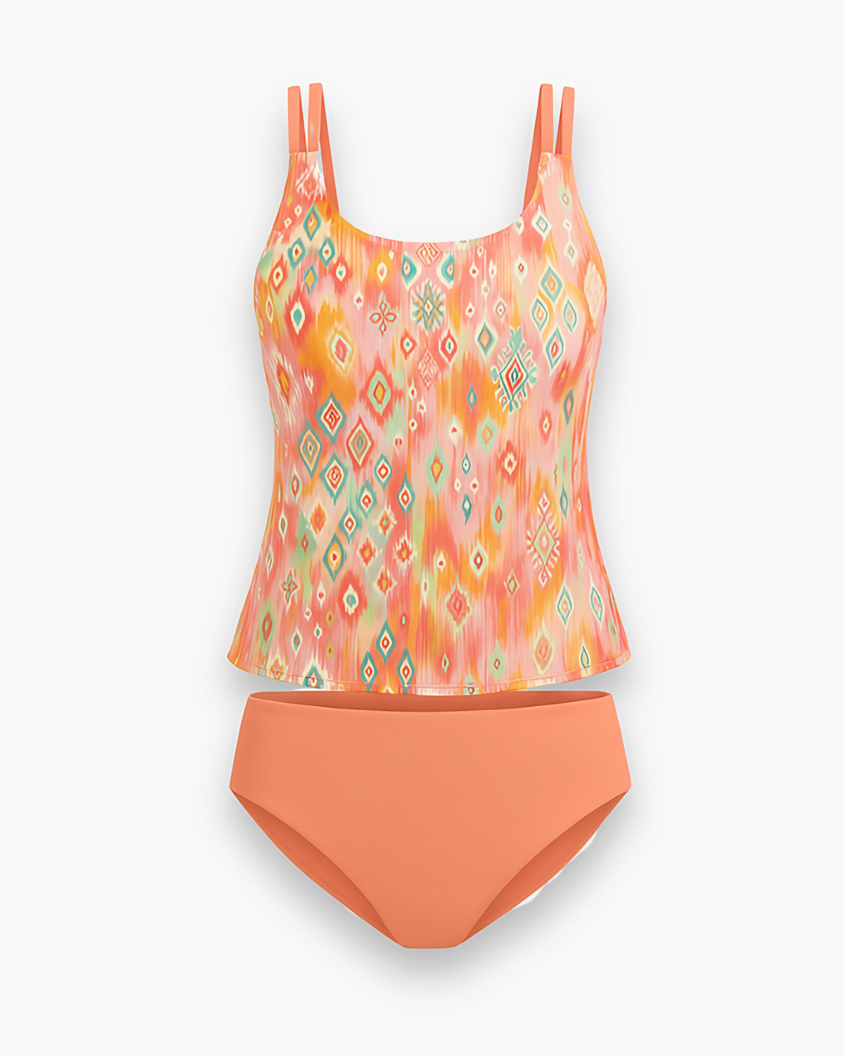 Tankini femme deux pièces, quatre coloris, du S au 3XL, orange