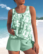 Tankini femme à coques rembourrées et bretelles réglables, vert