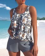 Tankini femme à coques rembourrées et bretelles réglables