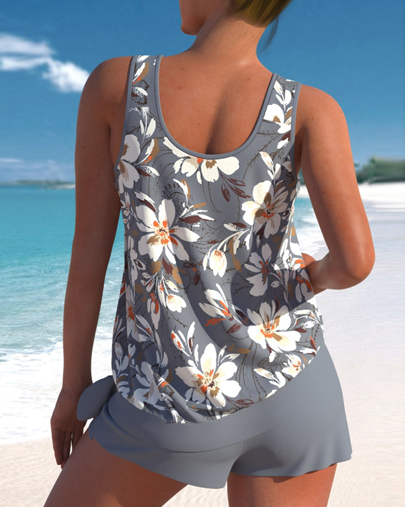 Tankini femme à coques rembourrées et bretelles réglables