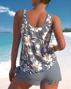 Tankini femme à coques rembourrées et bretelles réglables
