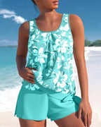 Tankini femme à coques rembourrées et bretelles réglables, bleu