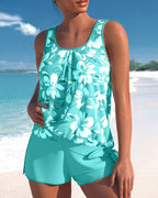 Tankini femme à coques rembourrées et bretelles réglables