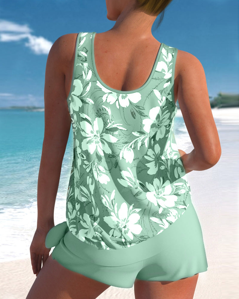 Tankini femme à coques rembourrées et bretelles réglables