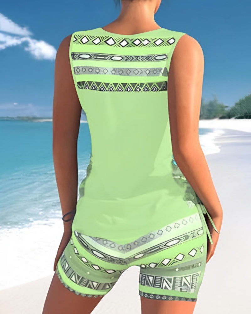 Tankini femme à motif géométrique avec short, du XS au 3XL