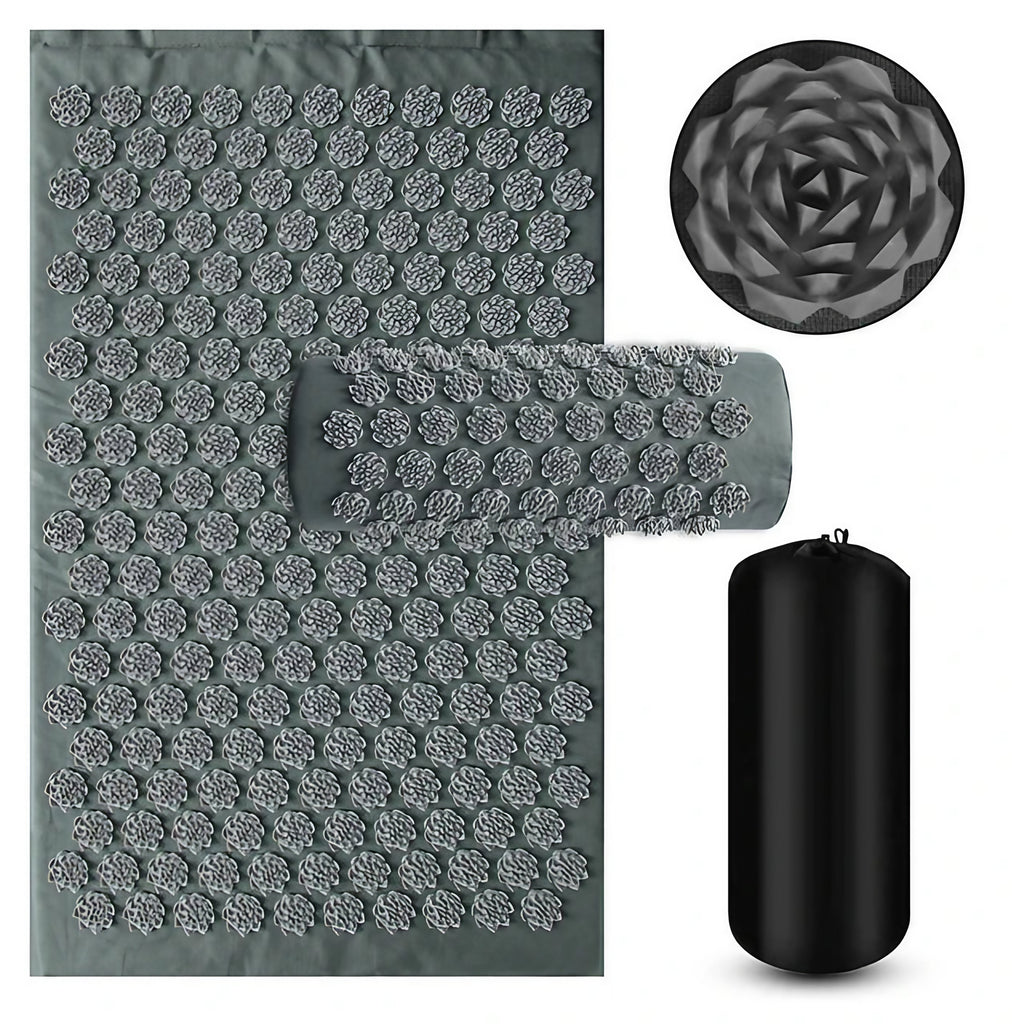 Tapis d'acupression à picots, léger et compact, cinq coloris, gris