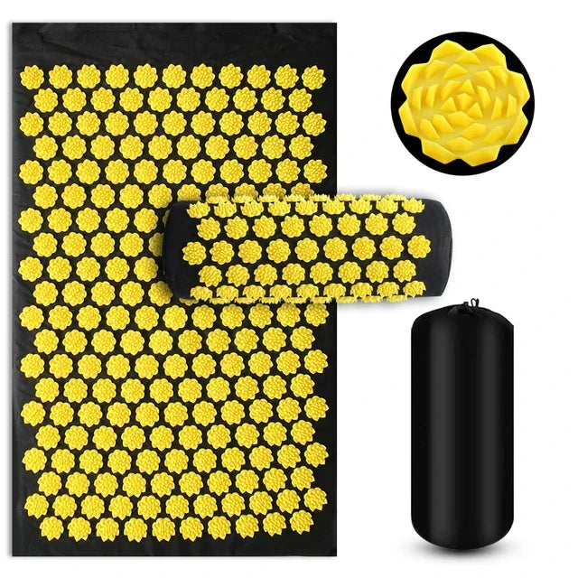 Tapis d'acupression à picots, léger et compact, cinq coloris, jaune