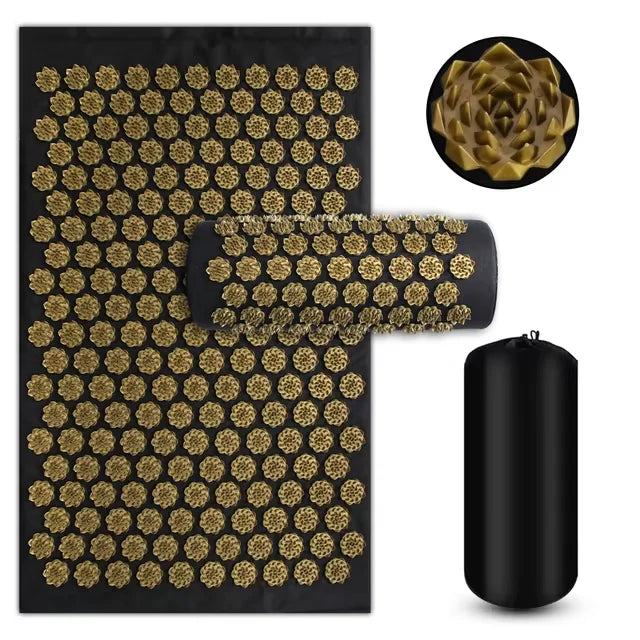 Tapis d'acupression à picots, léger et compact, cinq coloris, jaune et noir