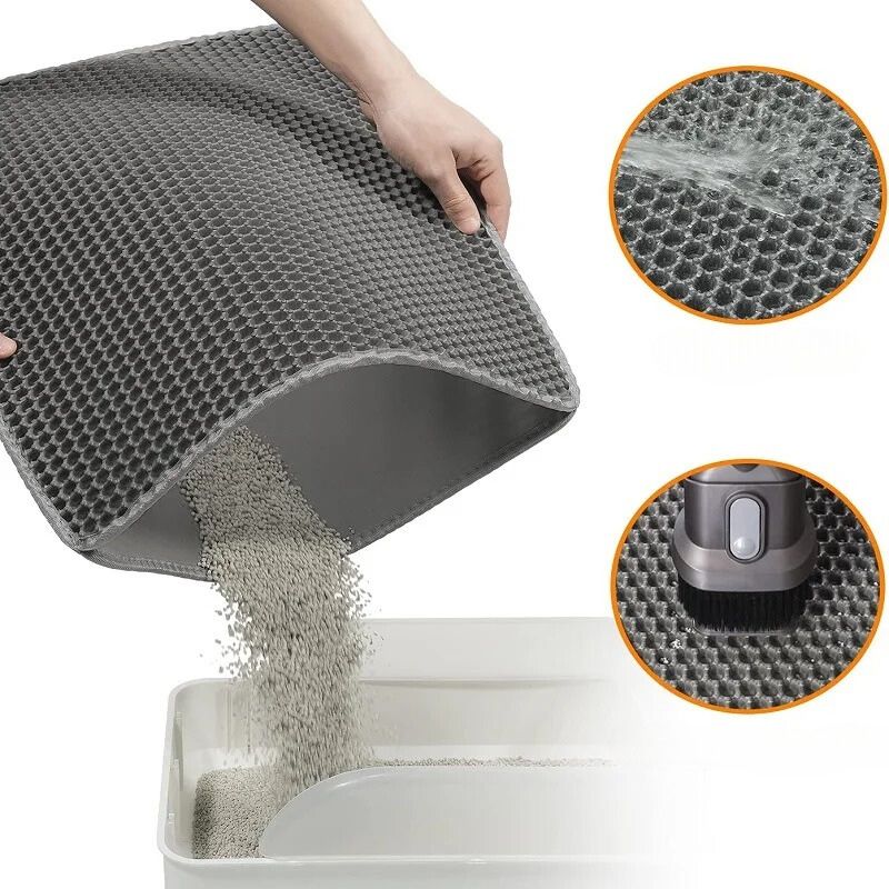 Tapis de litière pour chat en EVA, double couche alvéolée