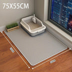 Tapis de litière pour chat en EVA, double couche alvéolée, gris