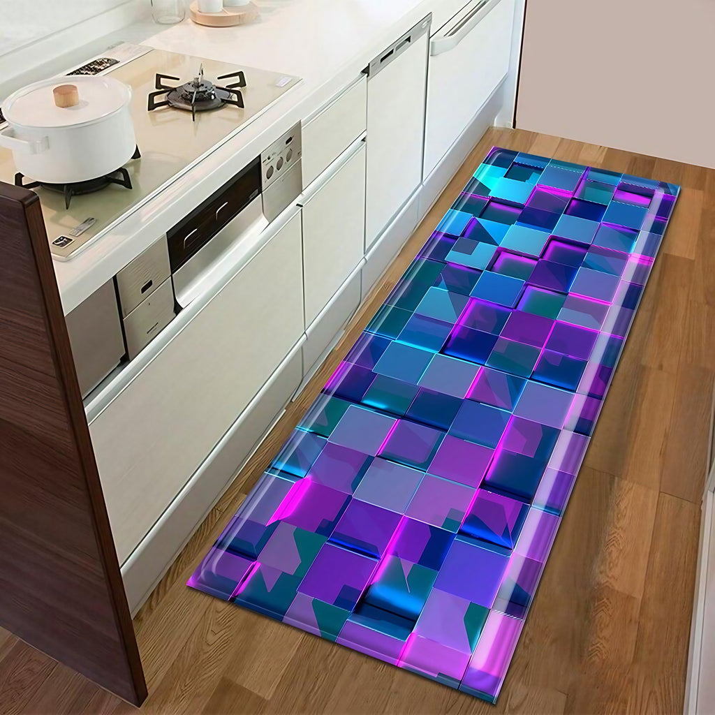 Tapis de cuisine antidérapant en polyester, motifs graphiques