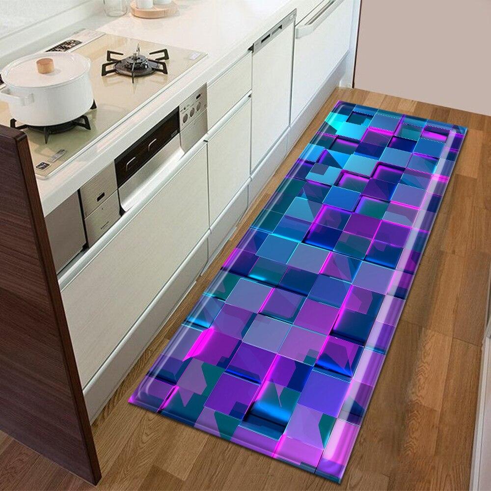 Tapis de cuisine antidérapant en polyester, motifs graphiques