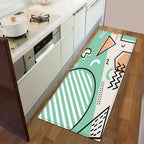 Tapis de cuisine antidérapant en polyester, motifs graphiques