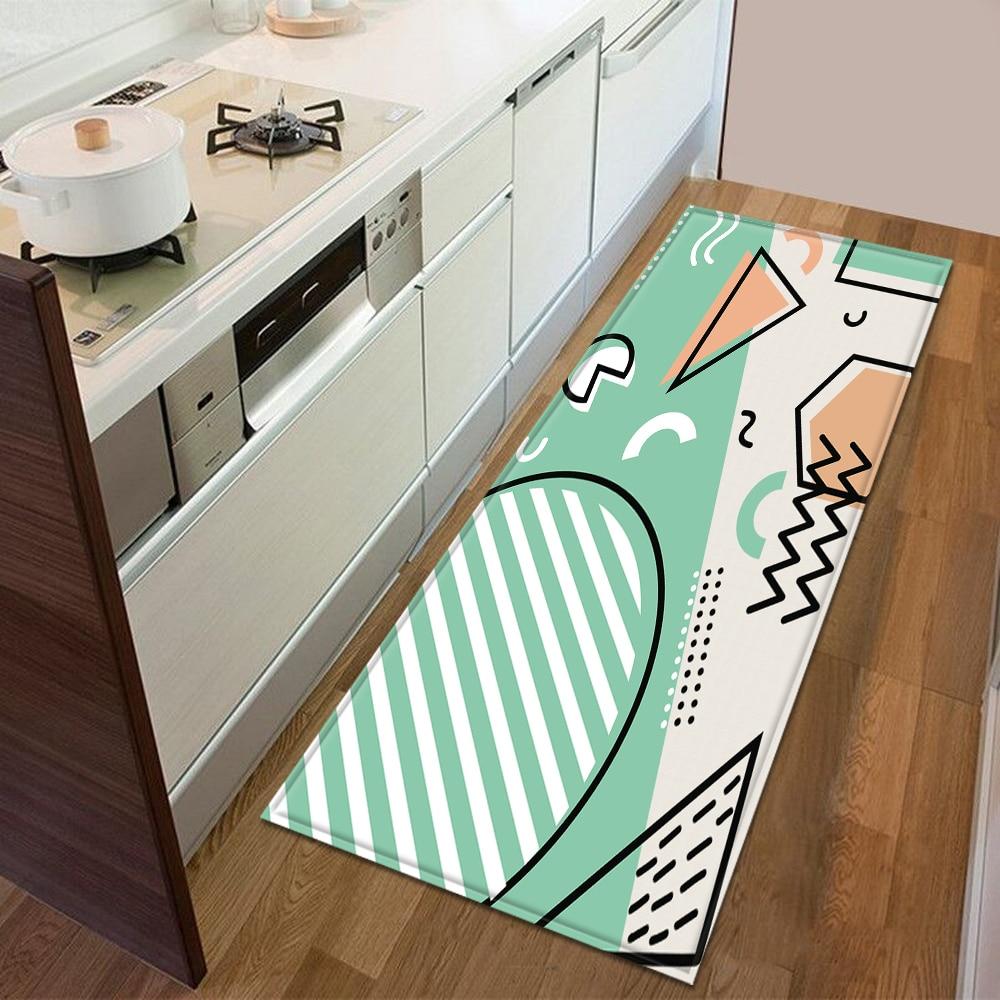 Tapis de cuisine antidérapant en polyester, motifs graphiques