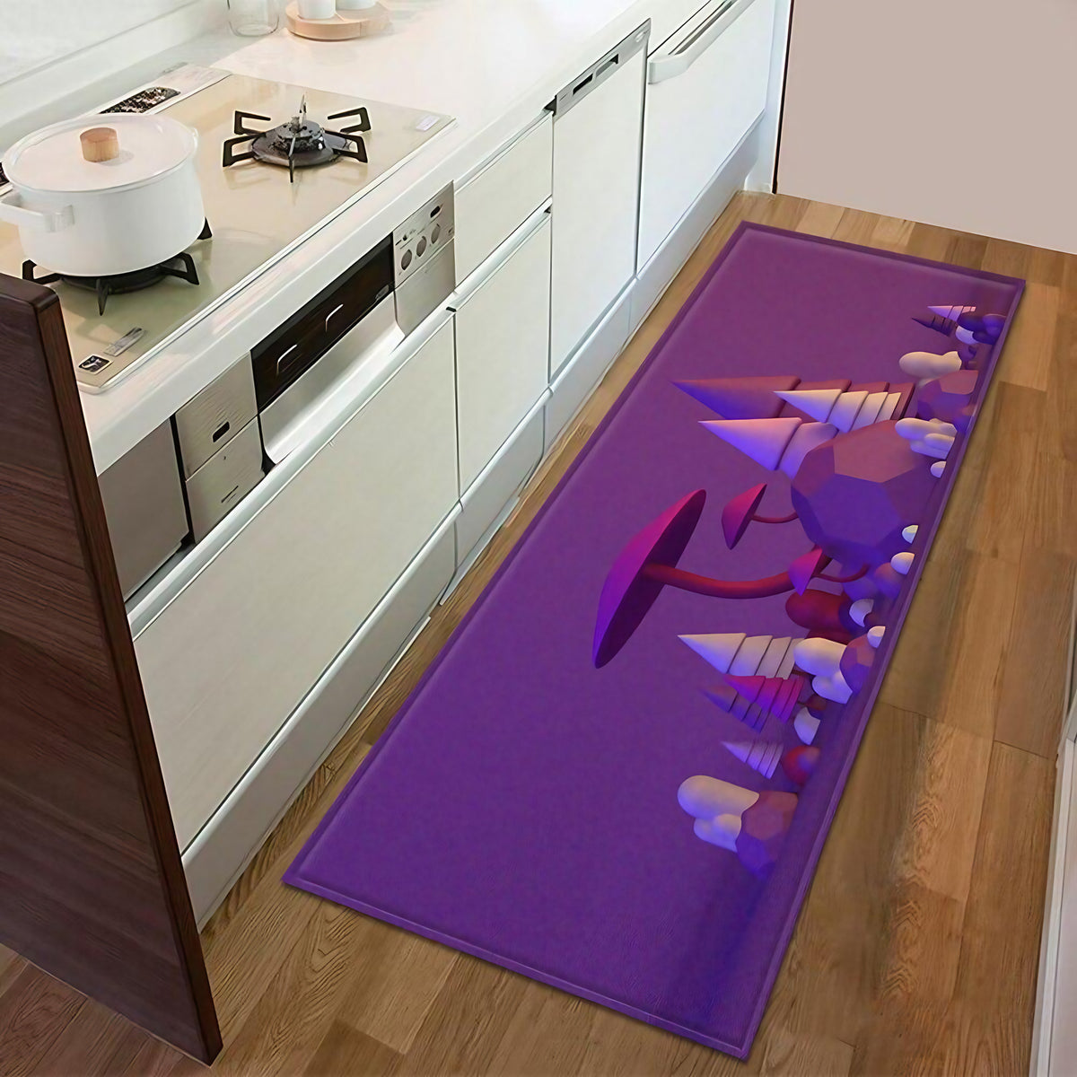 Tapis de cuisine antidérapant en polyester, motifs graphiques