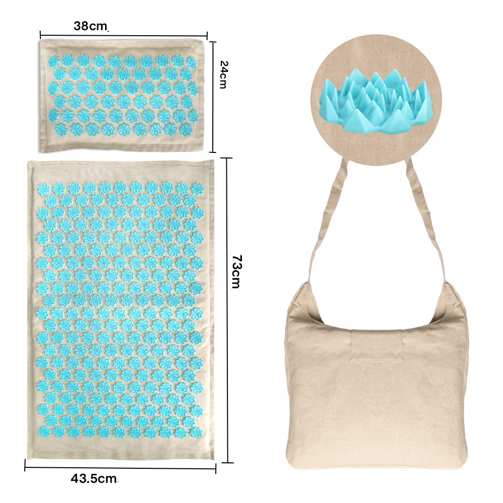 Tapis d'acupression motif fleurs, 5500 points, trois coloris, bleu turquoise