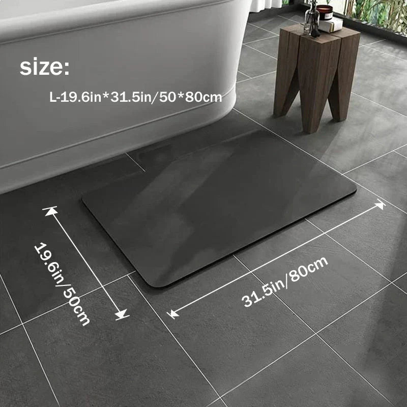 Tapis de bain en diatomite à séchage rapide, antidérapant, gris foncé